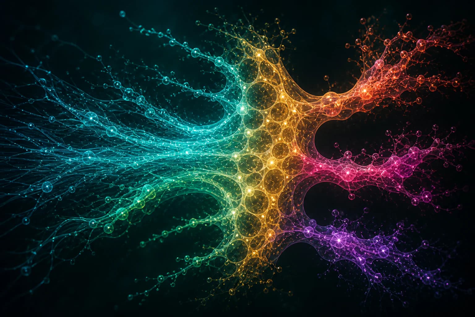 Organic data streams passing through a governed decision membrane and branching into accountable actions